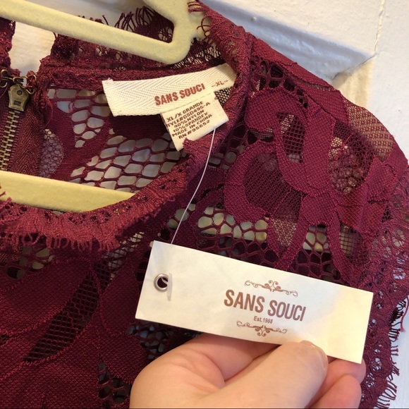 Wine Colored Lace Mini Dress - Form Fitting! - Picture 6 of 6